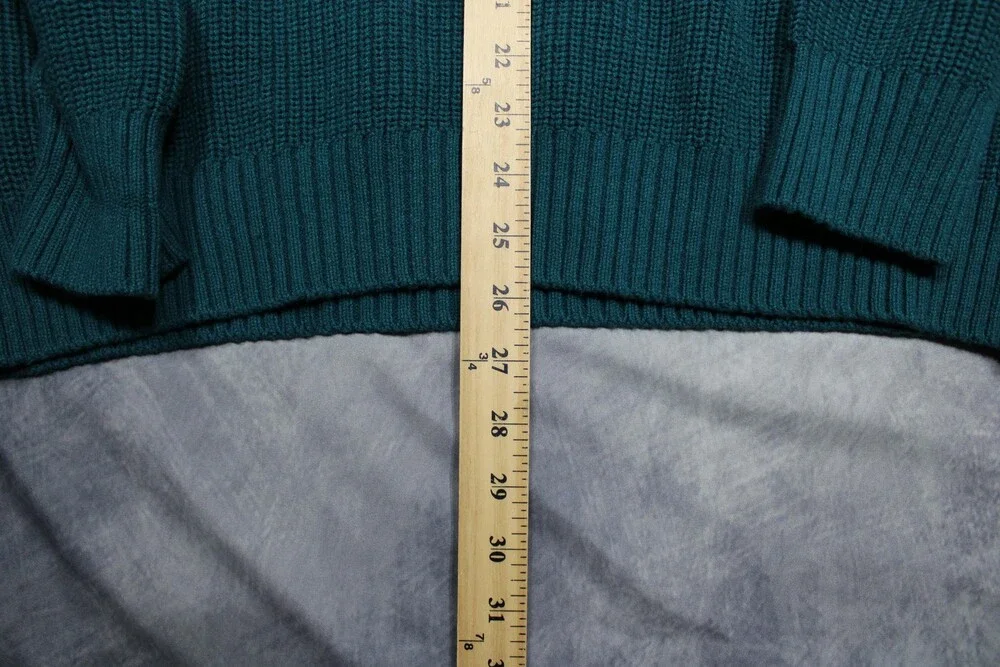 Lands’ End Roll Neck Ribbed Knit Sweater Men’s XXL Teal Green
